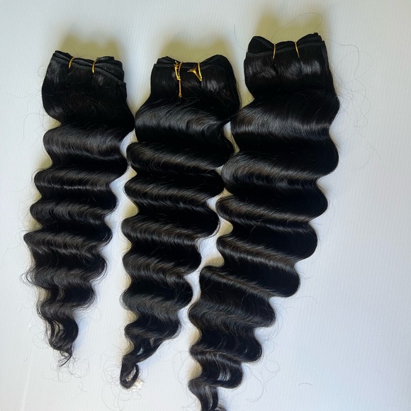 20”, 22” & 24” 100% Human Hair Extensions three Bundles  Loose deep Black - Picture 3 of 6